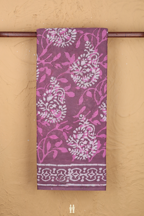 Ahmedabad Cotton Saree In Dusty Purple With Printed Design