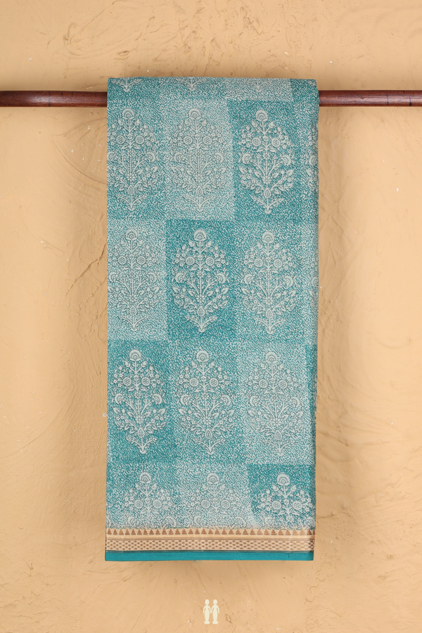 Ahmedabad Cotton Saree In Green With Printed Design