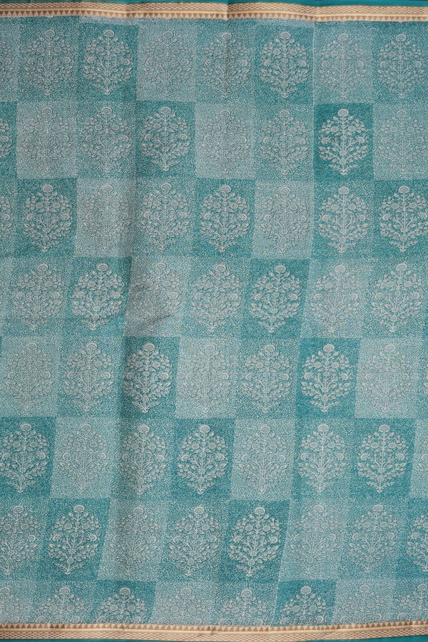 Ahmedabad Cotton Saree In Green With Printed Design
