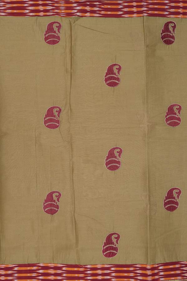 Ahmedabad Cotton Saree In Moss Green With Patch Work