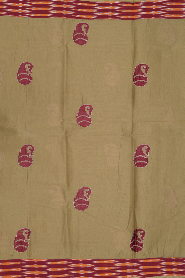 Ahmedabad Cotton Saree In Moss Green With Patch Work