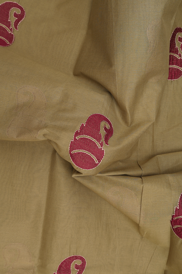 Ahmedabad Cotton Saree In Moss Green With Patch Work