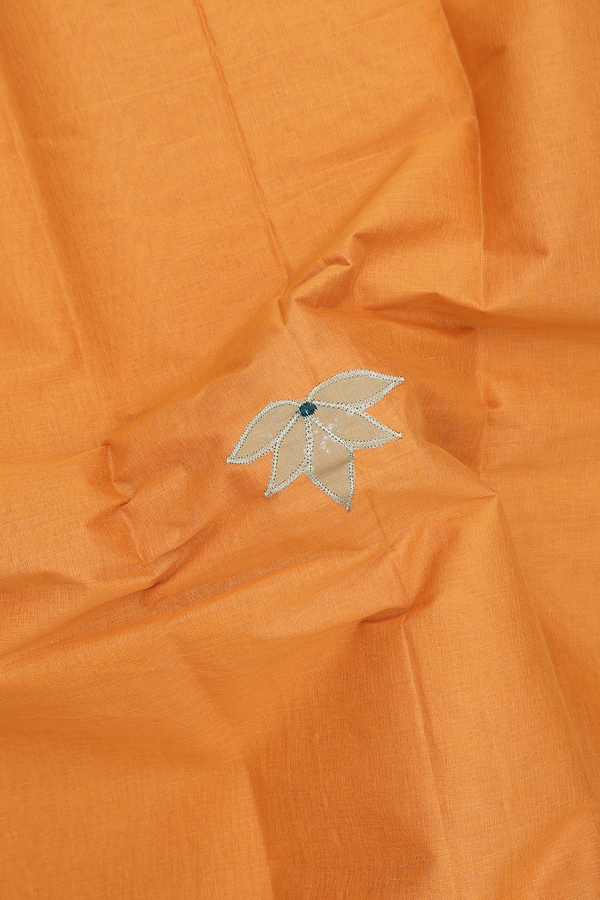 Ahmedabad Cotton Saree In Orange With Floral Design