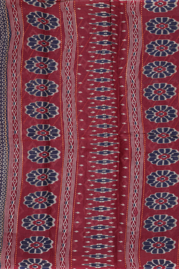 Ahmedabad Cotton Saree In Oxford Blue With Diamond Design