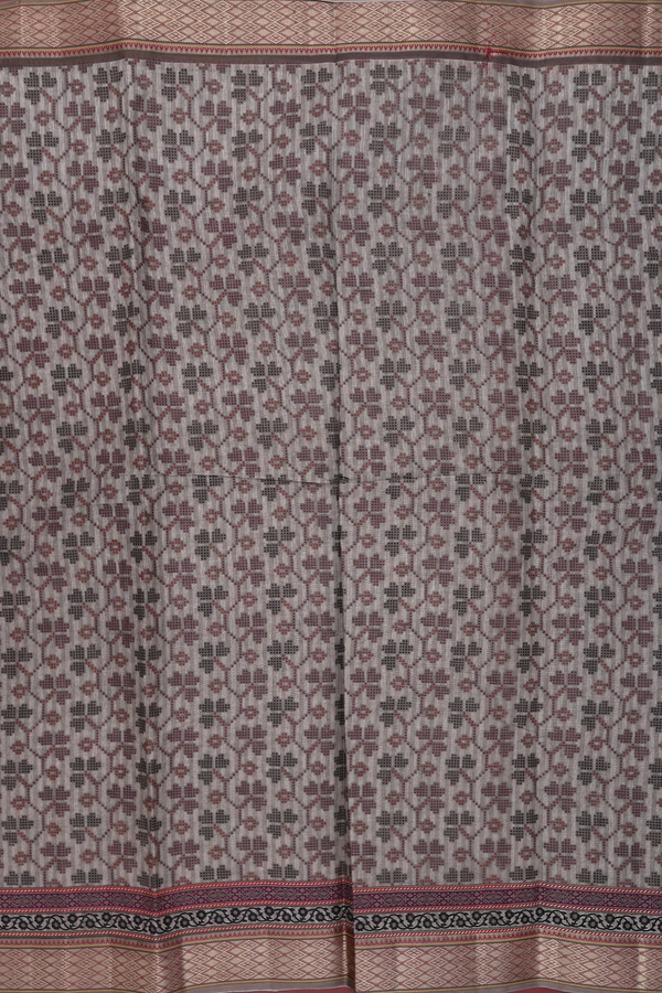 Ahmedabad Cotton Saree In Oxford Brown With Floral Design