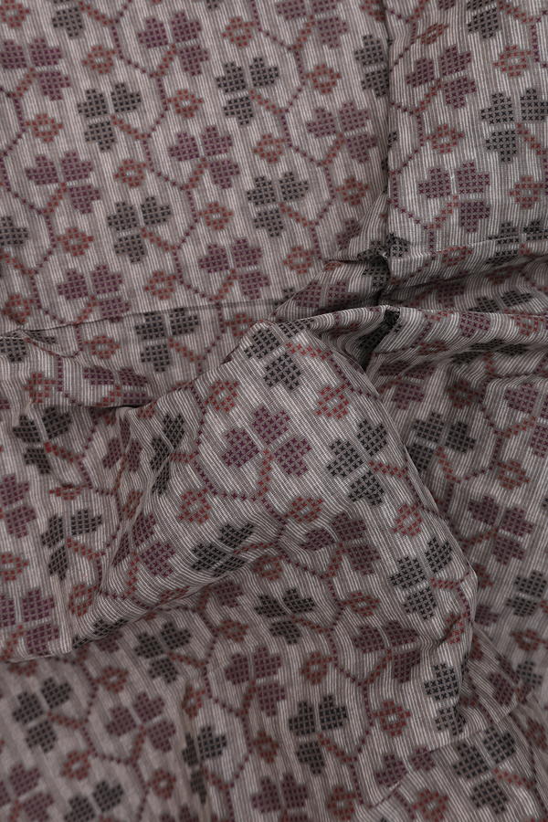 Ahmedabad Cotton Saree In Oxford Brown With Floral Design