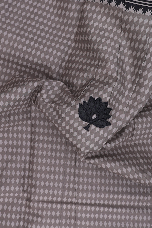 Ahmedabad Cotton Saree In Oxford Brown With Floral Design
