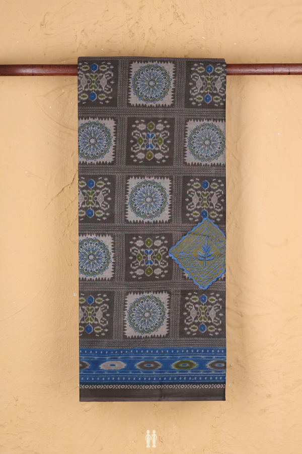 Ahmedabad Cotton Saree In Oxford Brown With Patch Work
