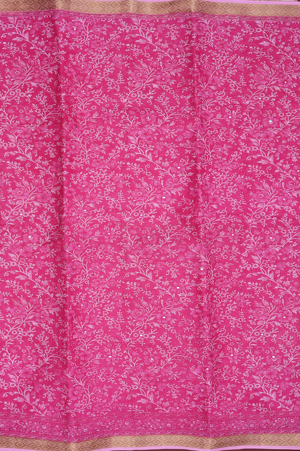 Ahmedabad Cotton Saree In Pink With Mirror Work Buttis