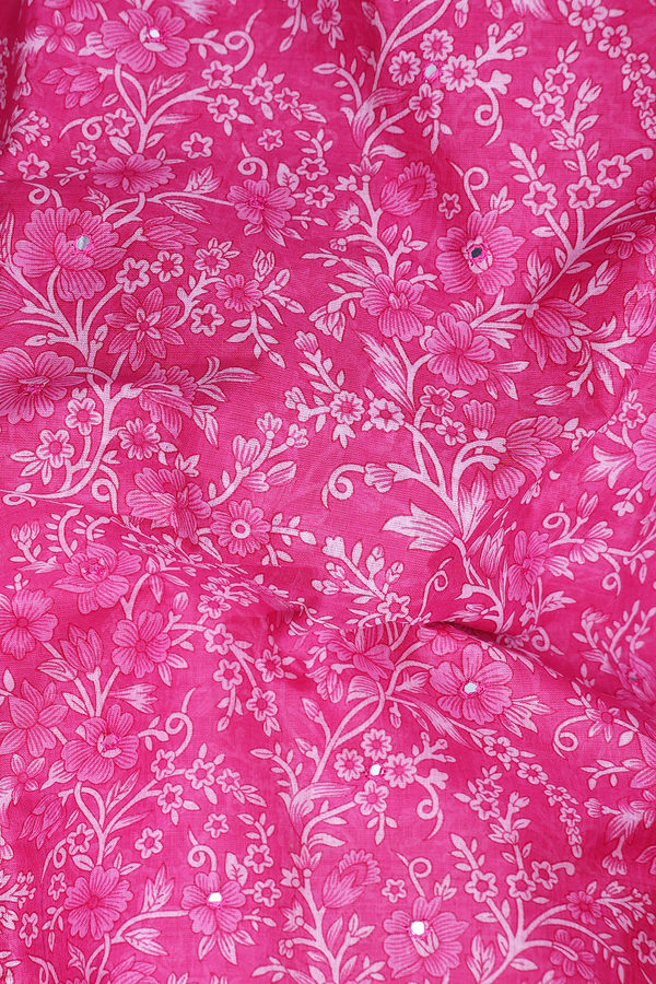 Ahmedabad Cotton Saree In Pink With Mirror Work Buttis