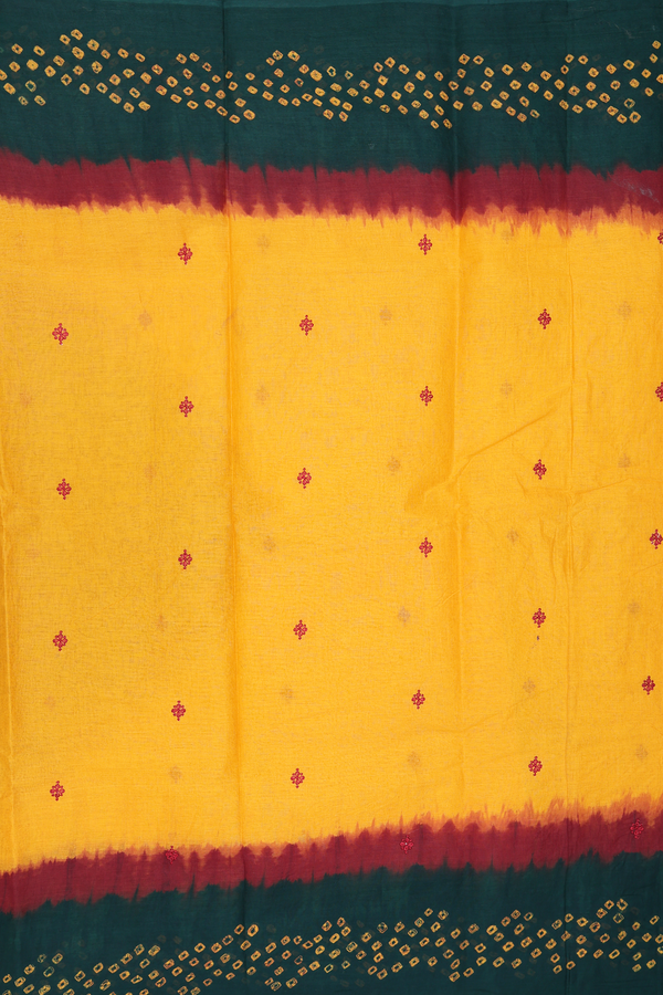 Ahmedabad Cotton Saree In Royal Orange With Patch Work