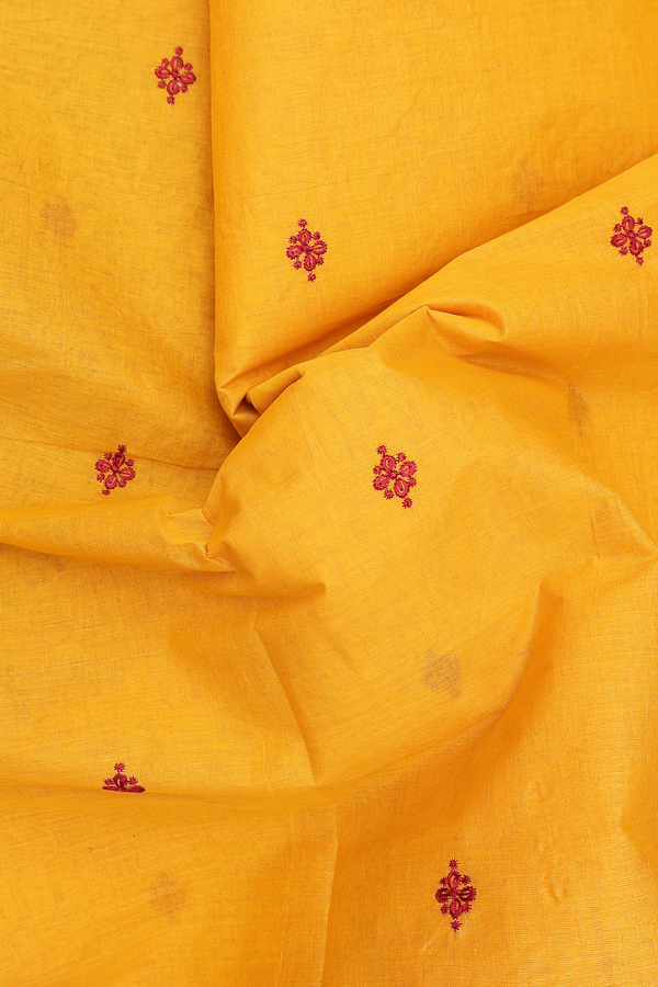 Ahmedabad Cotton Saree In Royal Orange With Patch Work