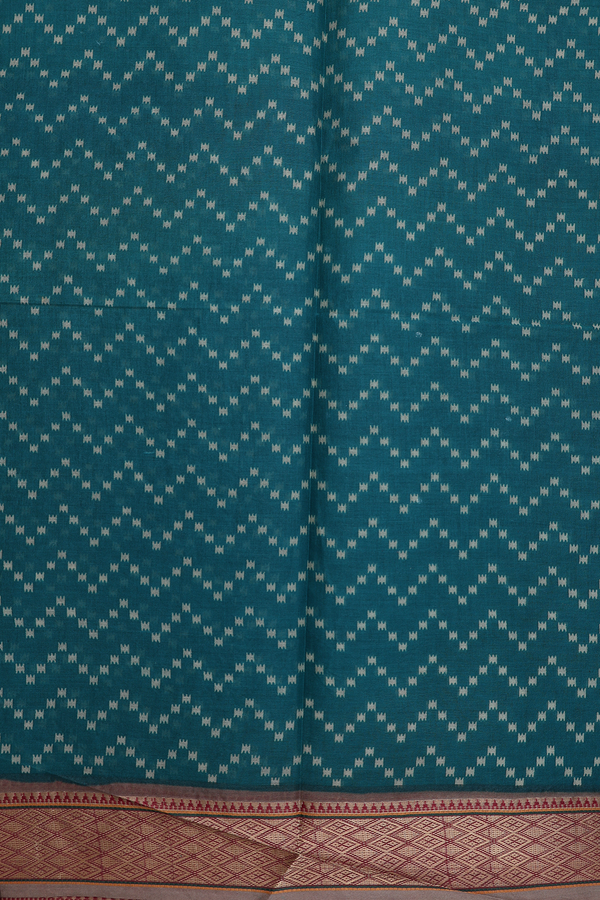 Ahmedabad Cotton Saree Peacock Green With Mirror Work Buttis