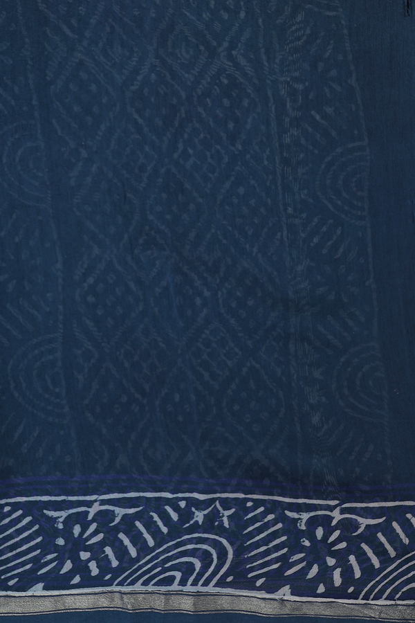 Ajrakh Cotton Saree In Capri Blue With Allover Design