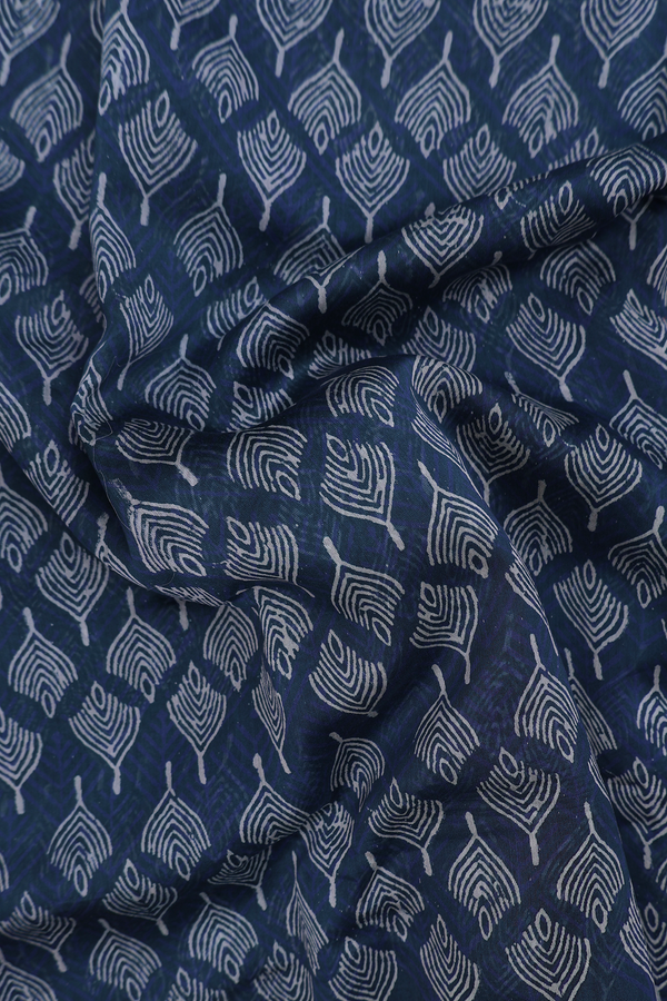 Ajrakh Cotton Saree In Capri Blue With Allover Design