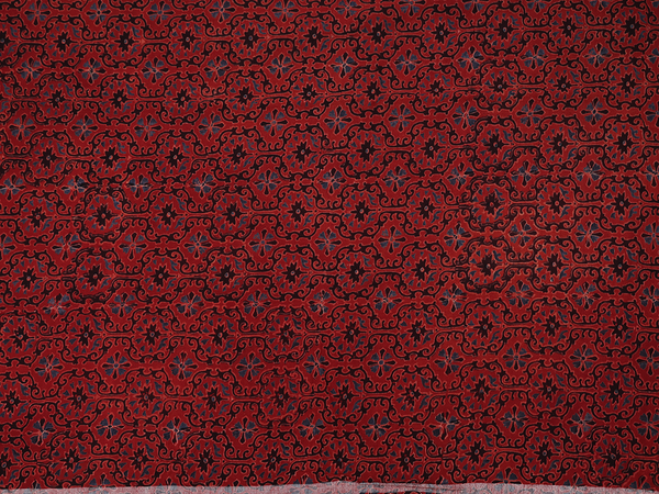 Ajrakh Design Red Linen Unstitched Salwar Material