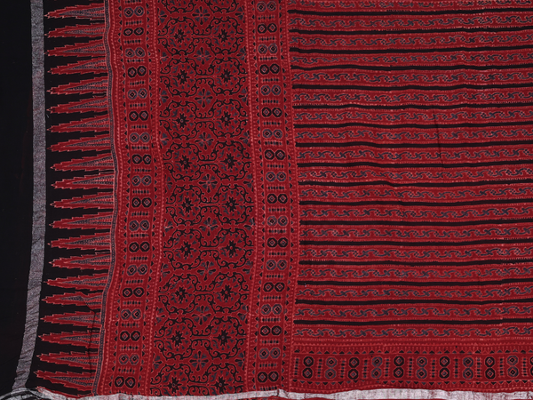 Ajrakh Design Red Linen Unstitched Salwar Material
