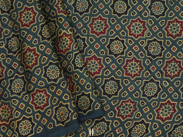 Ajrakh Printed Design Green Modal Silk Blouse Material