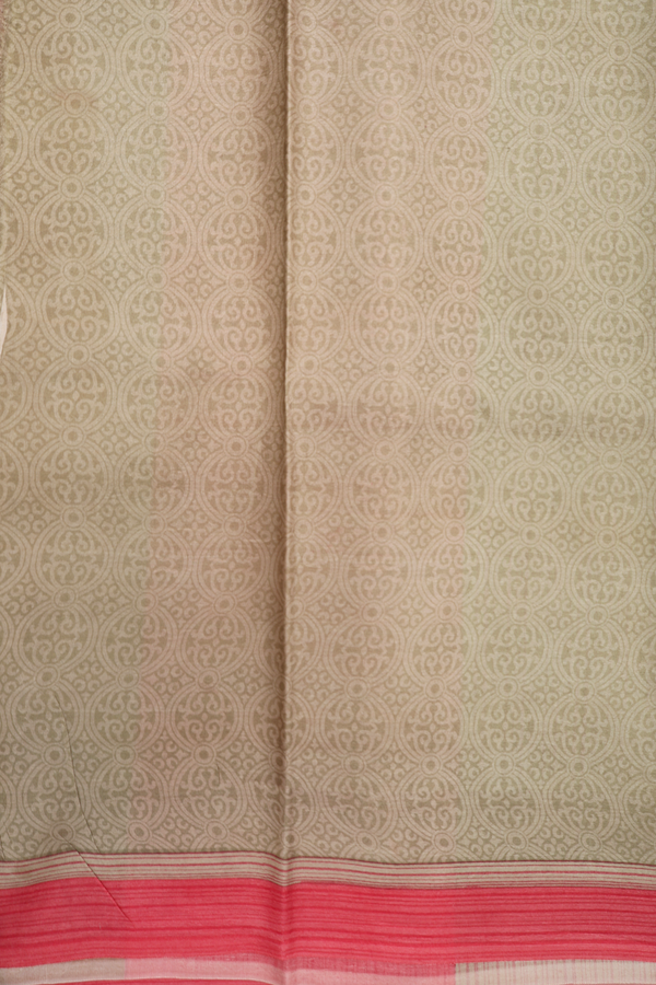 Allover Botanical Design Brown Printed Silk Saree