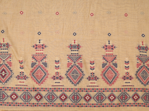 Diamond Buttas Brown Silk Cotton Unstitched Salwar Material