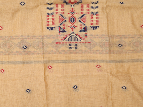 Diamond Buttas Brown Silk Cotton Unstitched Salwar Material
