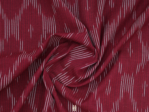 Allover Buttas Burgundy Red Ikat Cotton Blouse Material
