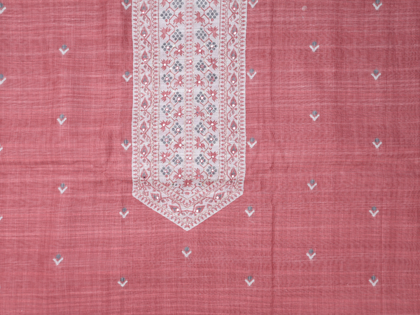 Allover Buttas Dusty Red Linen Unstitched Salwar Material