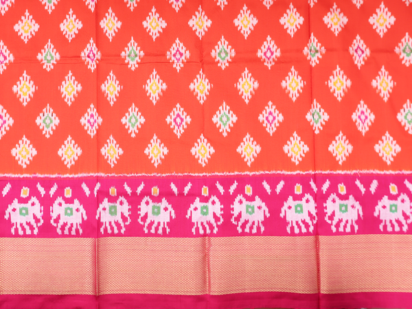 Allover Buttas Orange Pochampally Pavadai Sattai Material