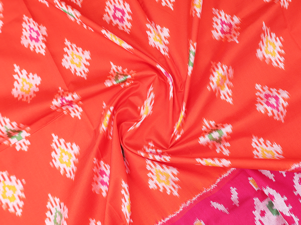 Allover Buttas Orange Pochampally Pavadai Sattai Material