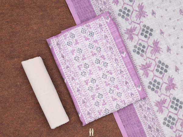 Allover Buttas Purple Linen Unstitched Salwar Material