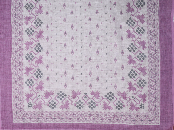 Allover Buttas Purple Linen Unstitched Salwar Material