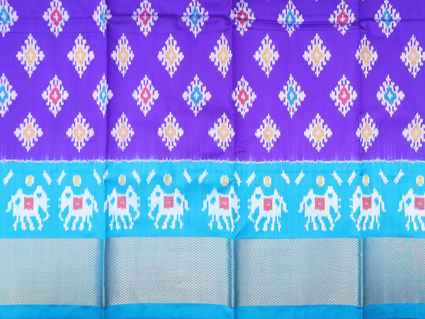 Allover Buttas Royal Blue Pochampally Pavadai Sattai Materia