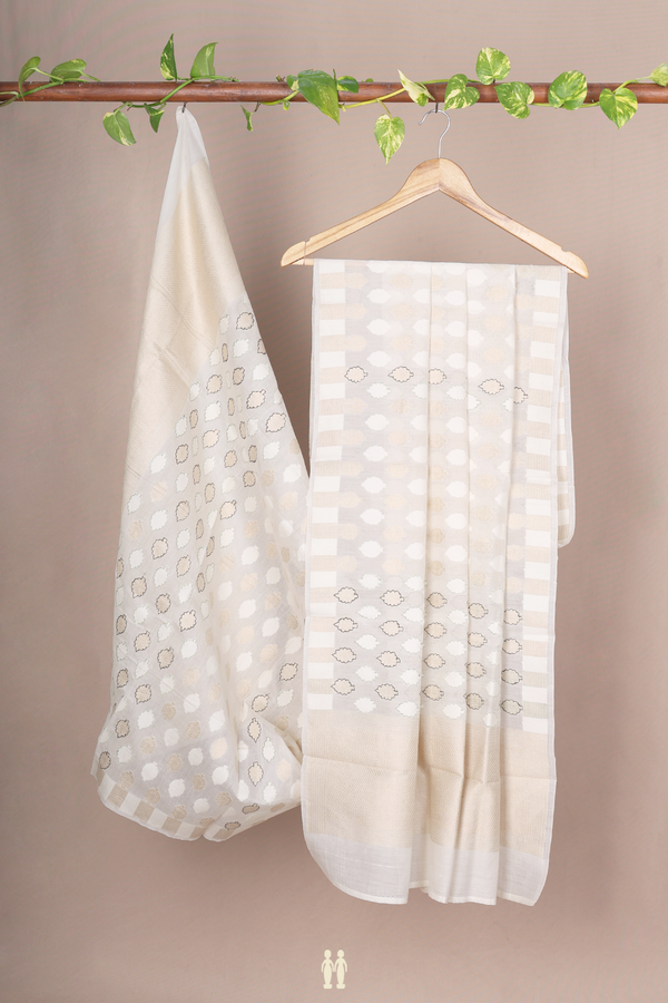 Allover Buttas White Cotton Dupatta