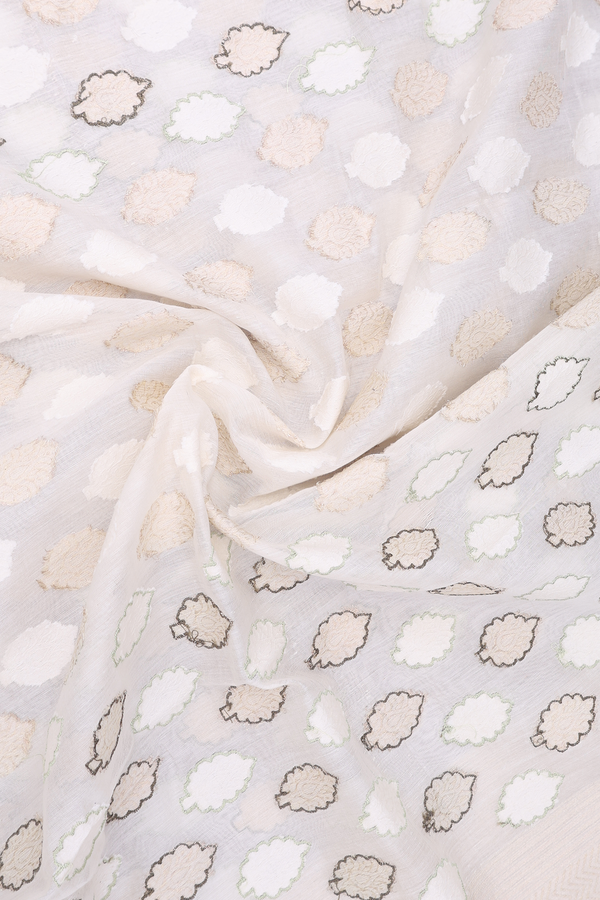 Allover Buttas White Cotton Dupatta