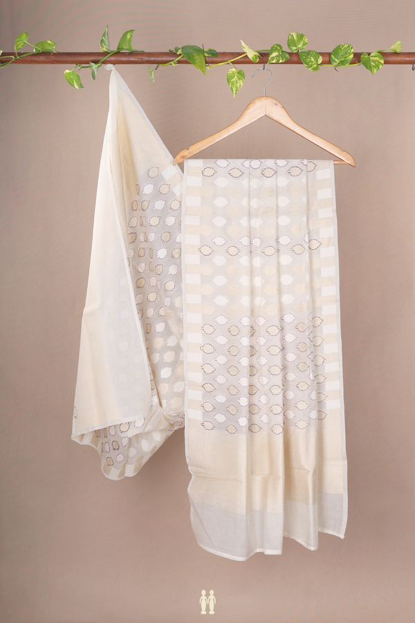 Allover Buttas White Cotton Dupatta