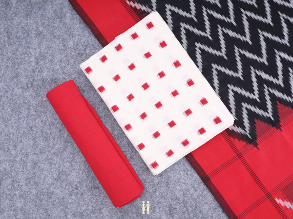 Allover Buttas White Cotton Unstitch Salwar Material