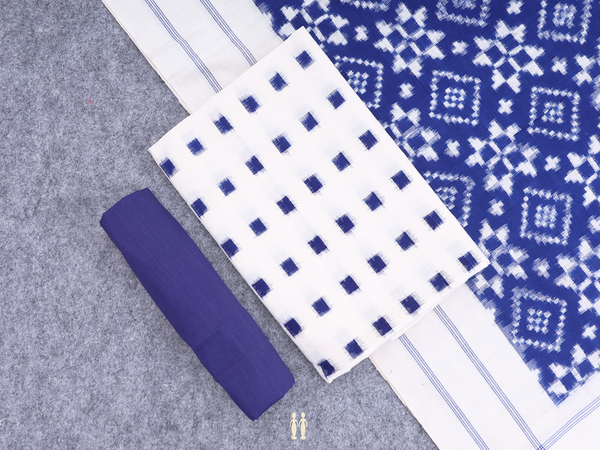 Allover Buttas White Cotton Unstitch Salwar Material