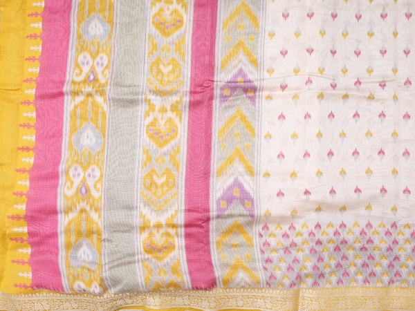 Allover Buttas White Cotton Unstitched Salwar Material
