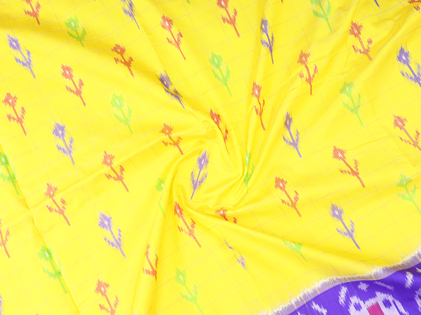 Allover Buttas Yellow Pochampally Pavadai Sattai Material