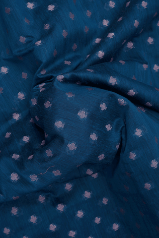 Allover Buttis Design Dark Teal Blue Semi Chanderi Saree
