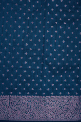 Allover Buttis Design Dark Teal Blue Semi Chanderi Saree