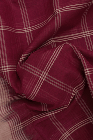 Allover Checks Design Berry Red Kanchi Cotton Saree