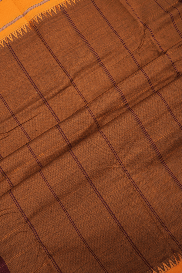 Allover Checks Design Burgundy Red Dharwad Cotton Saree