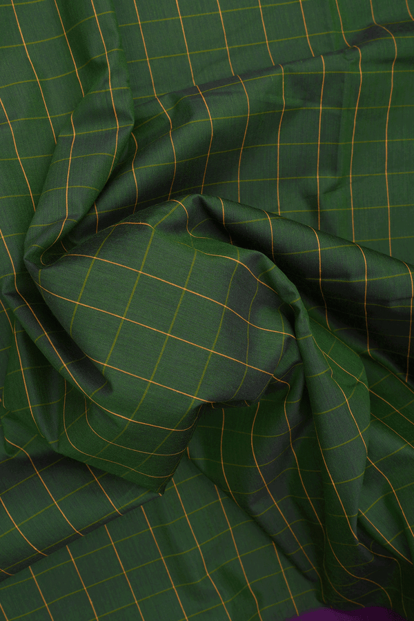 Allover Checks Design Fern Green Apoorva Cotton Saree