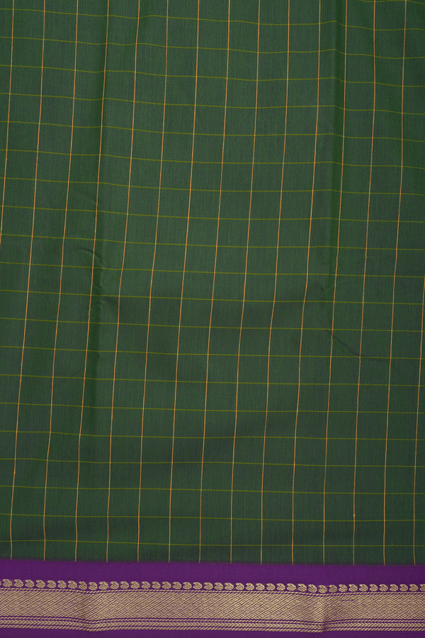 Allover Checks Design Fern Green Apoorva Cotton Saree