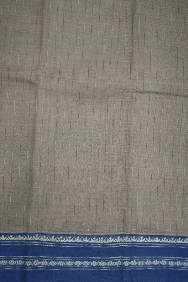 Allover Checks Design Mouse Grey Narayanpet Cotton Saree