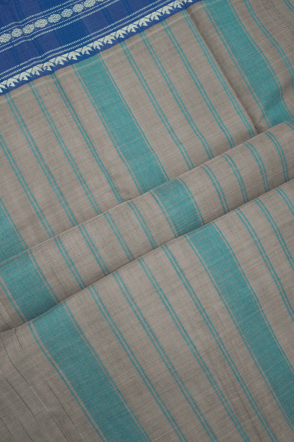 Allover Checks Design Mouse Grey Narayanpet Cotton Saree