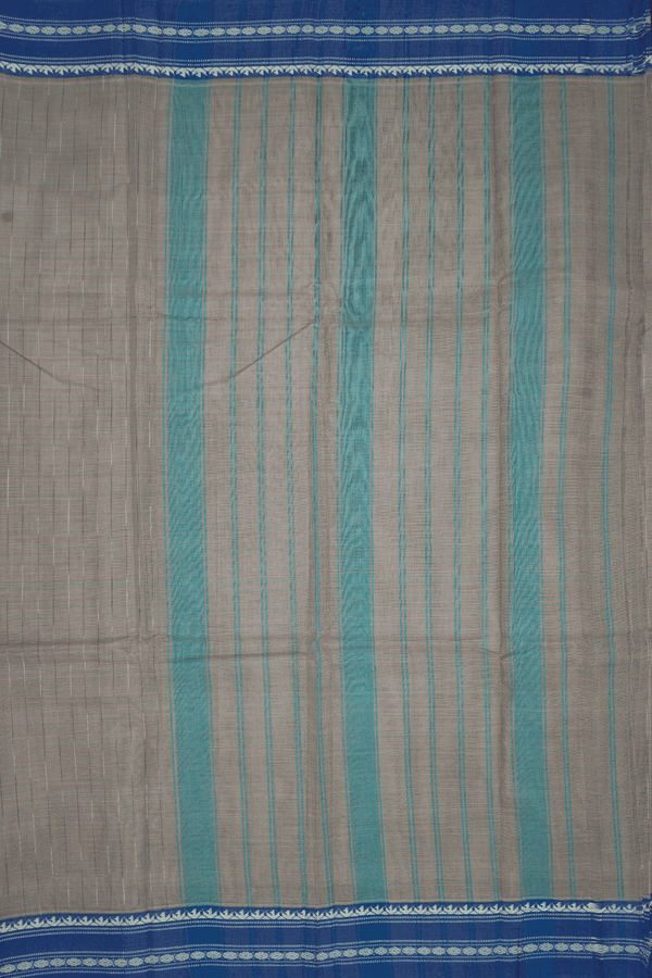 Allover Checks Design Mouse Grey Narayanpet Cotton Saree