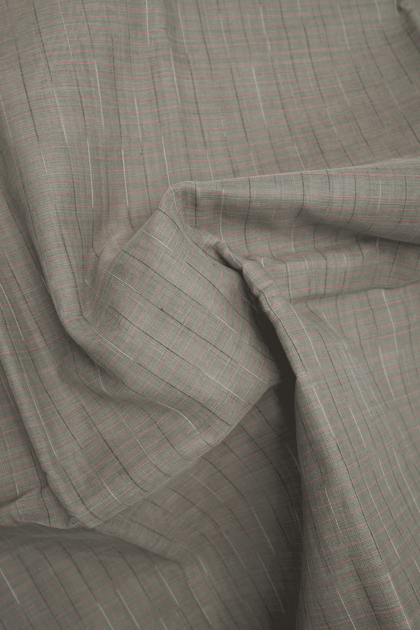 Allover Checks Design Mouse Grey Narayanpet Cotton Saree