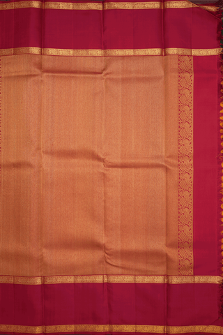 Allover Checks Design Mustard Yellow Kanchipuram Silk Saree